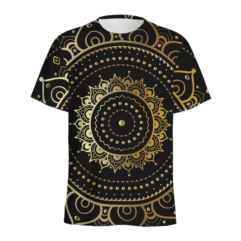 Bohemian Mandala Pattern T Shirt Men Kaleidoscope 3D Printed T-Shirts Summer Fashion O-Neck Loose Short Sleeve Tees Streetwear