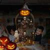 Halloween Gothic Wind Chime Spooky Bell Chime with Carved Pumpkin Lantern Ghost Grim Reaper Black Cat for Porch Lawn Window Decor