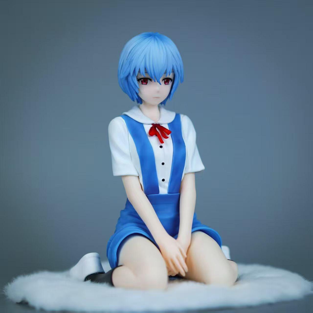 

In stock Evangelion girl Rei Ayanami 5.51Inch/14cm can move PVC Sit posture In-vehicle sexy Temptation Cute figure Toys Gifts