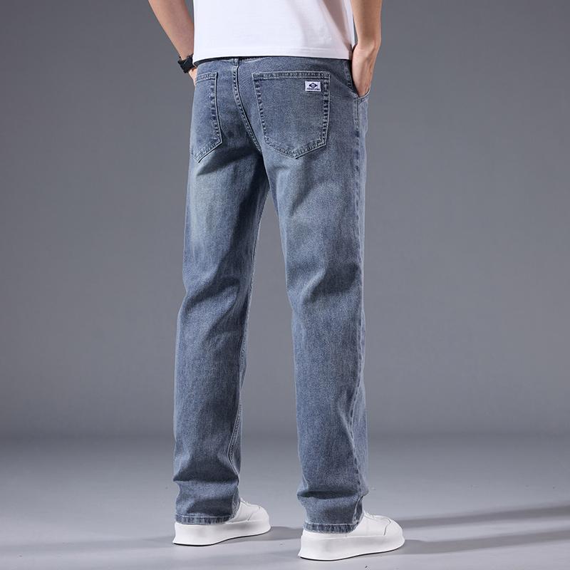 Autumn Winter Men's Loose Straight Leg Jeans Retro Washed Elastic Casual Pants Suitable for All Seasons Versatile Pants