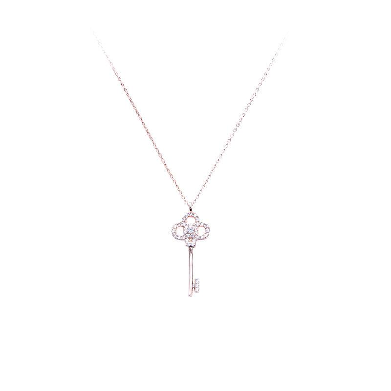 2023 Korean Zircon Key Necklace for Girls - Fashionable Clavicle Chain Jewelry