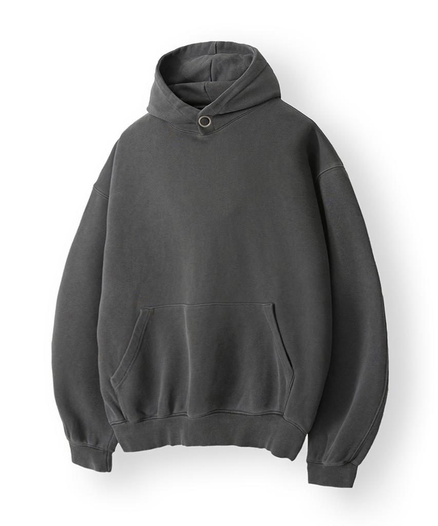 Garment Dyed Ring Snap Hoodie [Charcoal]