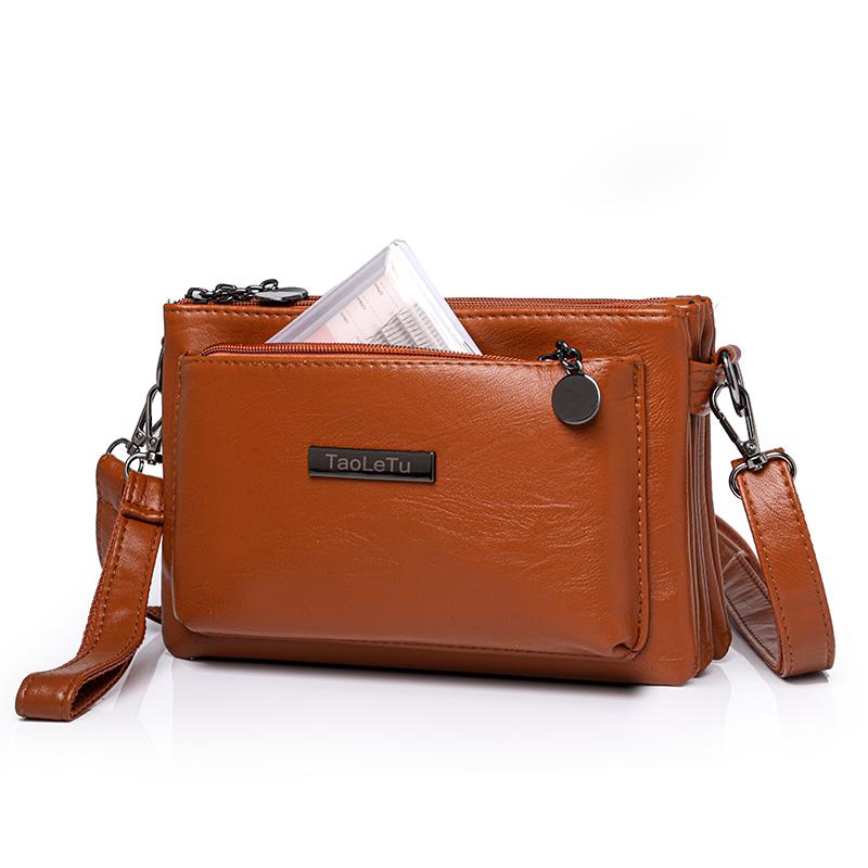 Multi-layer Handbag With Coin Purse Women's Crossbody Shoulder Bag Solid Color Envelope Bag