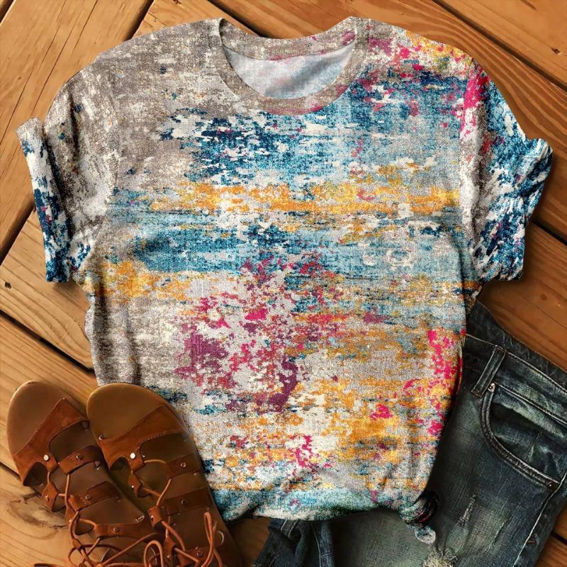 Roztomilá malá černá kočka Obrázek 3D digitální tisk Volné oversized dámské letní tričko s krátkým rukávem s kulatým výstřihem