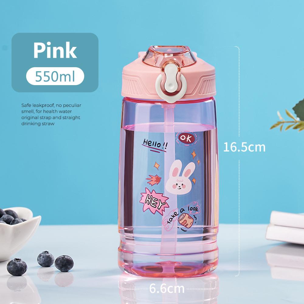 550ML Dinosaur Plastic Cup Cartoon Children Water Bottles With Straw Student Kids Water Cup Lightweight To Carry Drinking Bottle Drinkware