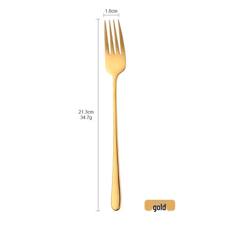Korean Style 304 Stainless Steel Long Handle Fork - Ideal for Steak, Salad, and Western Tableware in Restaurants or Homes