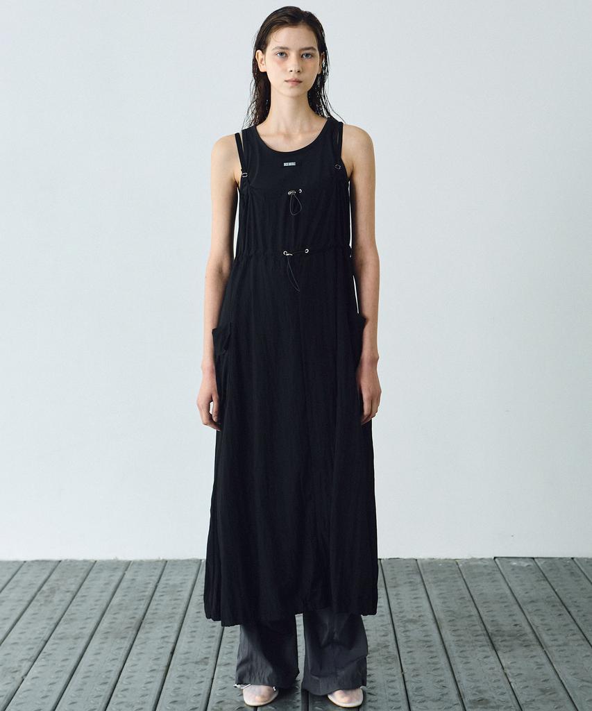Nigaennikol String Cargo Detail Dress_Black