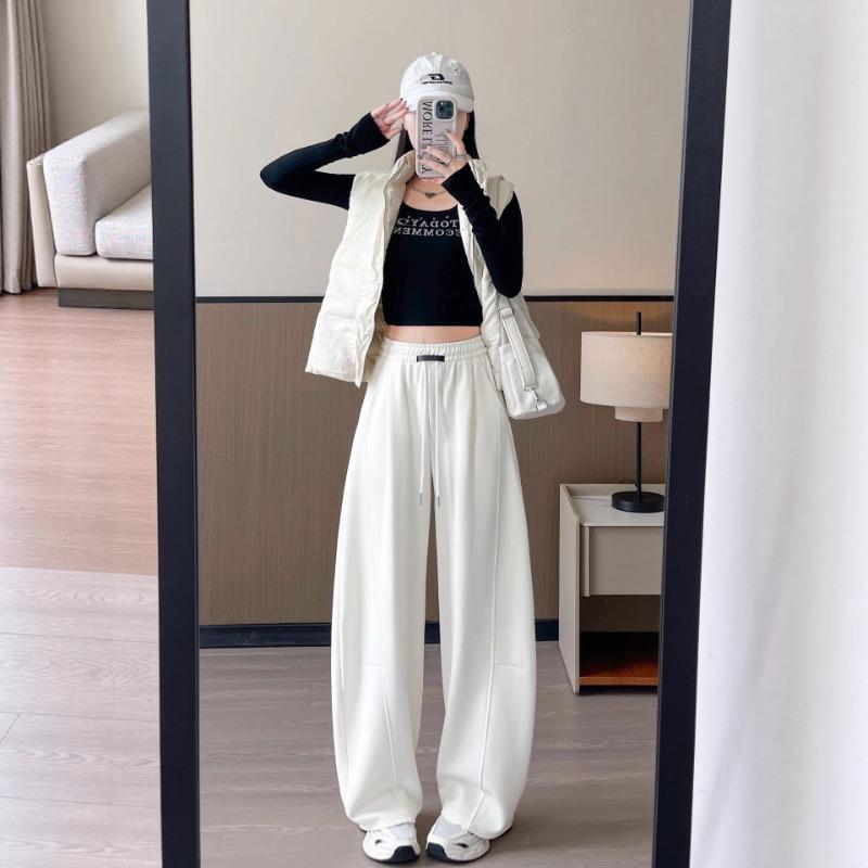 Scimitar Sports Wide-leg Pants Women's Autumn New High-waisted Thin Loose Lazy Style Banana Sweatpants