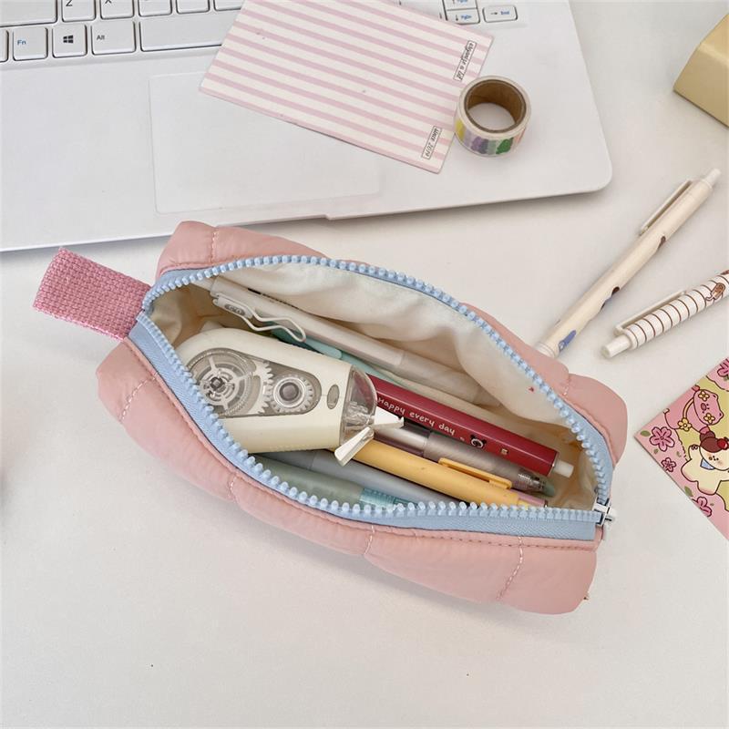 Cute Cotton-Filled Pencil Case Pen Bag Large-Capacity Student Stationery Storage Bag Portable  Girly Cosmetic Bag Gifts