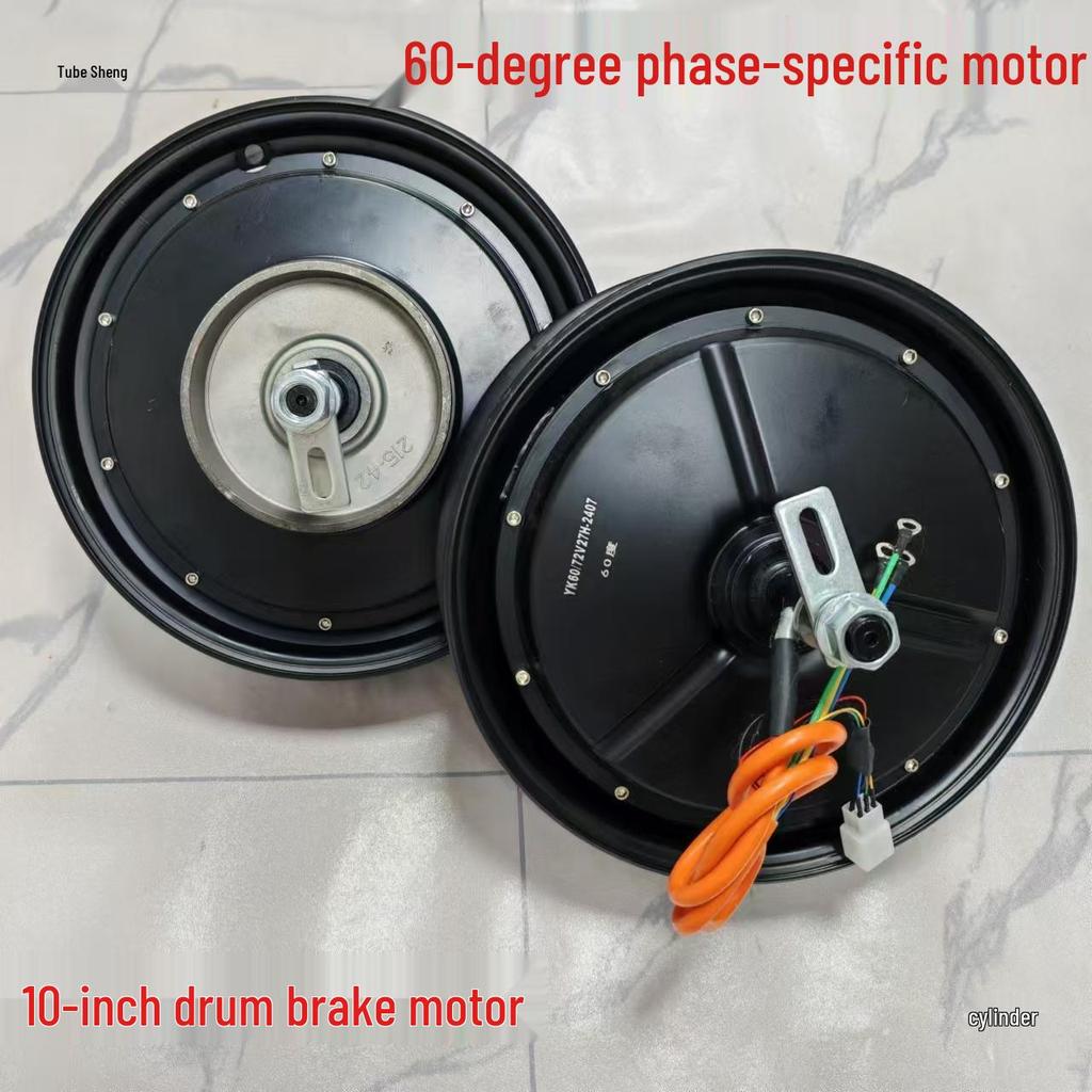 60° Universal Electric Motorcycle Motor with Drum and Disc Brake, 48/60/72V