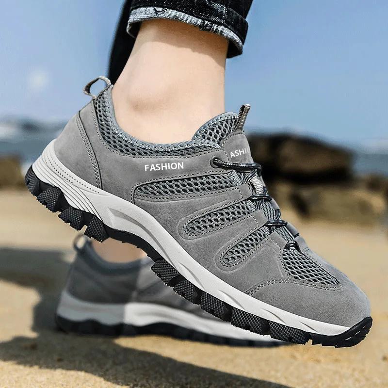 Mode Herren Freizeitsportschuhe Mesh Atmungsaktiv Kletterschuhe Herren Outdoor Casual Schnürschuhe Wasserdicht Rutschfest Wanderschuhe Herren Sneaker