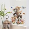 Cute Cat Flower Butterfly Wall Stickers for Home Decor, Bedroom Living Room Decoration