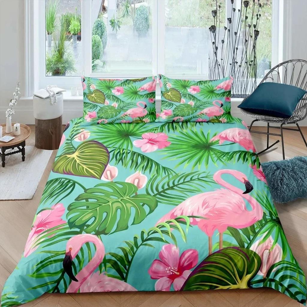3D Print Flamingo Flowers Tropical Animal 3D Duvet Cover Bedding Set Comforter Linen Pillowcases Single Double Twin King Queen