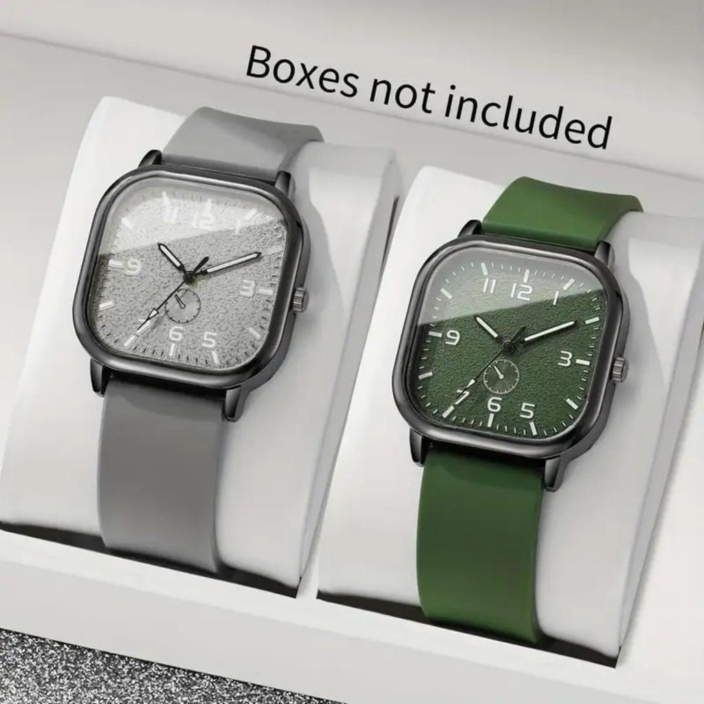 Quadratische Uhr Lässiges Silikonarmband Quarzuhren Sportliche Armbanduhr für Männer Frauen Studenten