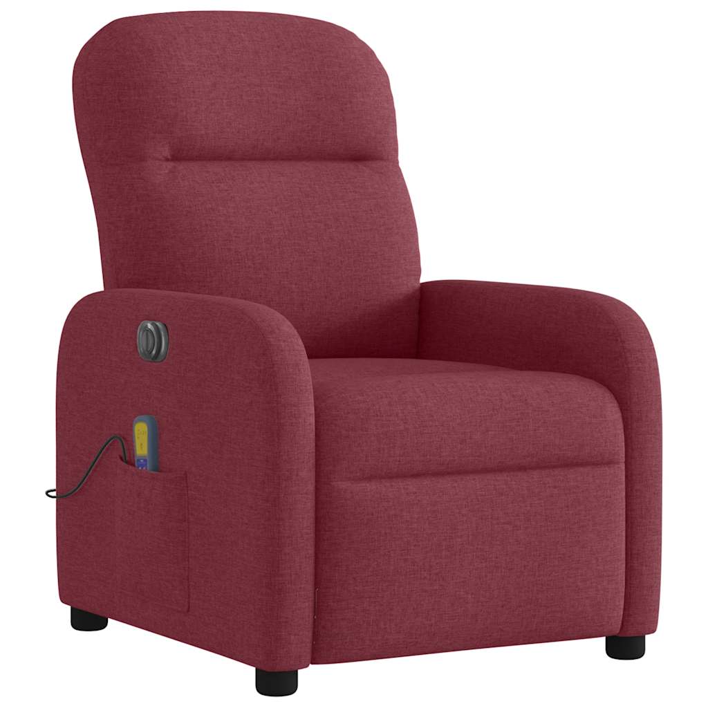 Vidaxl Reclining Massage Chair, Electric, Wine Red, Fabric