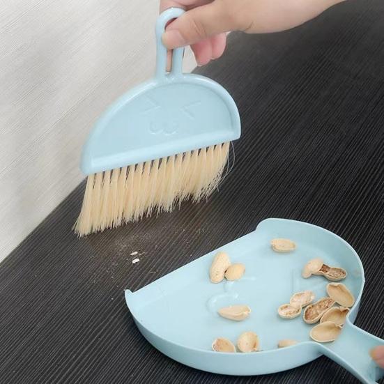 1 Set Mini Broom Dustpan Set Durable Compact Desktop Cleaning Brush Hanging Hole Design Brush Home Accessory