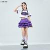 Girls Cute Summer Streetwear Children Hip Hop Crop Top Purple Tiered Skirts Clothes Sets Kids Teens Street Dance Jazz Costumes