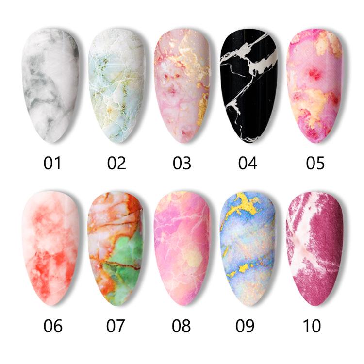 Nail Art Transfer Stickers: Marble, Clouds & Starry Sky Patterns - Set of 10
