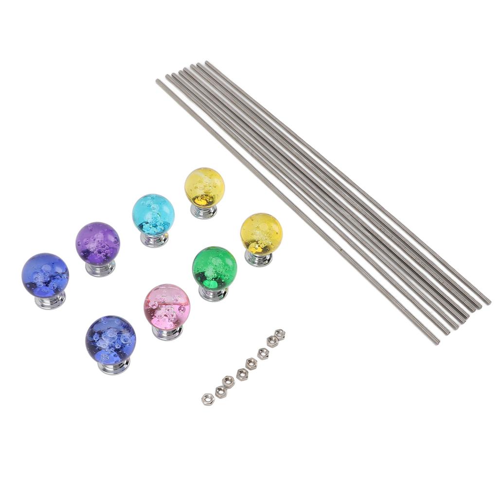 8PCS DIY Garden Beaded Stakes Stainless Steel Fairy Garden Stakes Wands with Crystal Stopper Top