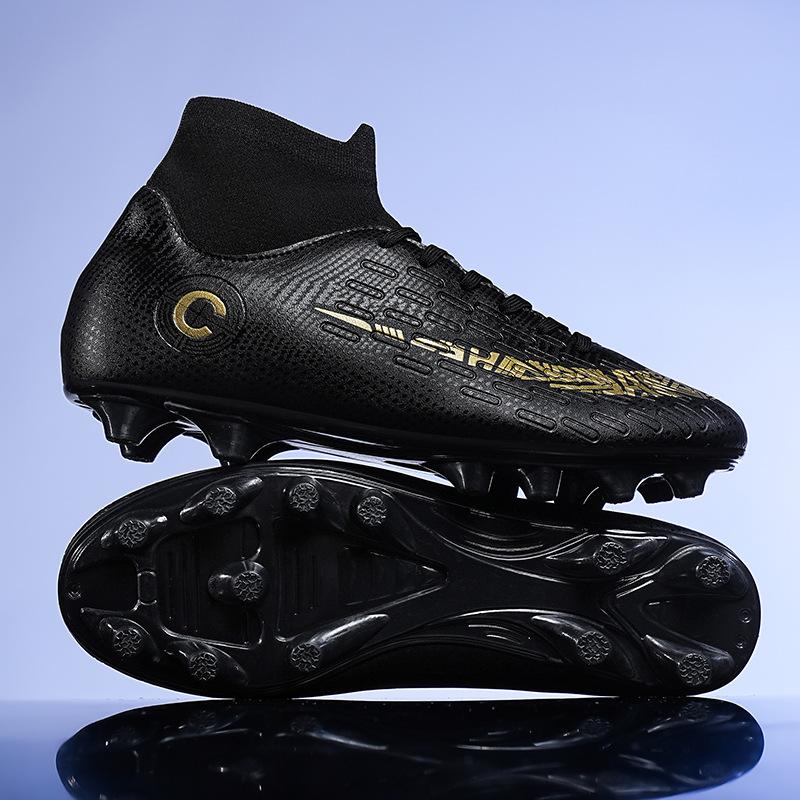 High-top Football Shoes Men and Women Children Broken Nails Tf Leather Feet Artificial Turf AG Nails Youth Student Training Shoes