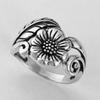 Vintage CopperColor Hand Carving Flower Women's Ring Geometry Daily Wear Party Jewelry