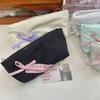Ins Style Simple Fabric Pencil Case Bowknot Makeup Bag Large Capacity Storage Bag Stationery Pouch School Supplies Girls Gift