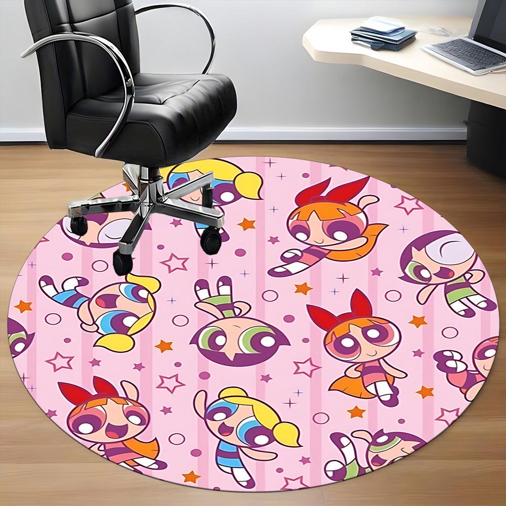 1pc Powerpuff Girls Office Round Area Rug, Under Office Chairs Bedroom Living Room Home Decor  a1022217