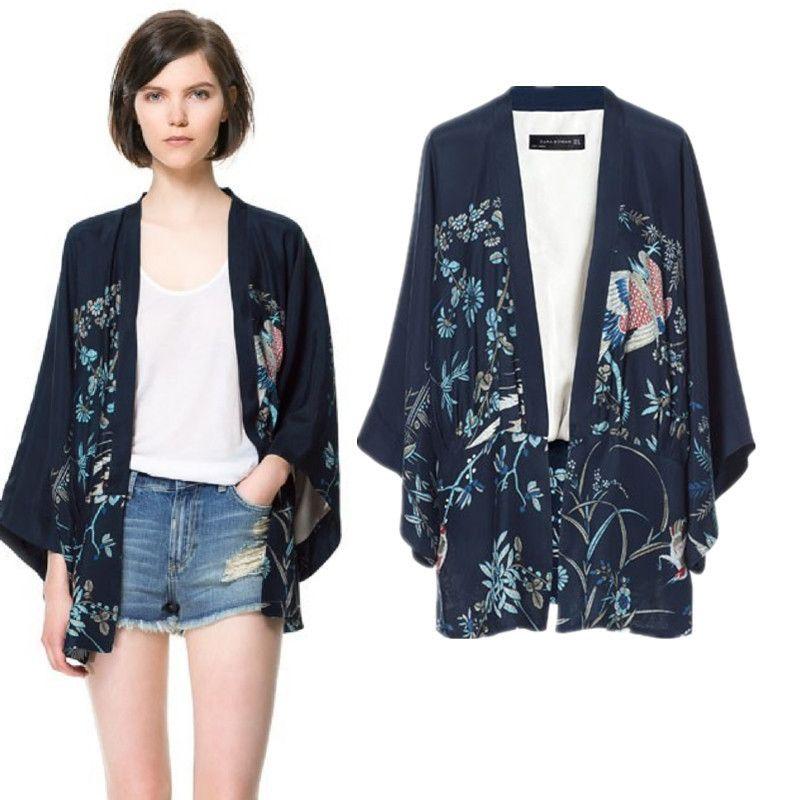 European and American Women s Clothing 2014 New Style Women s Phoenix Print Kimono Bat Sleeve Cardigan Jacket for Women Amazon Ebay Single Color M