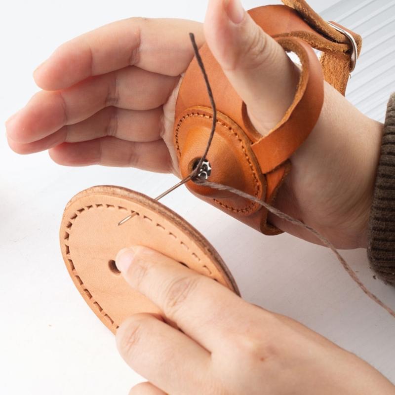 Leather Thimble First Defender Gauntlet For Left Right First Permanent Leather First Guard For Sewing Embroidery Crafts