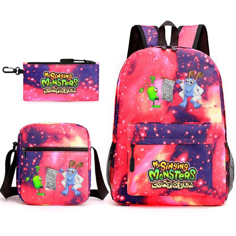 2024 New Monster Concert Starry Sky Backpack My Singing Monsters Elementary School Bag Three-piece Set