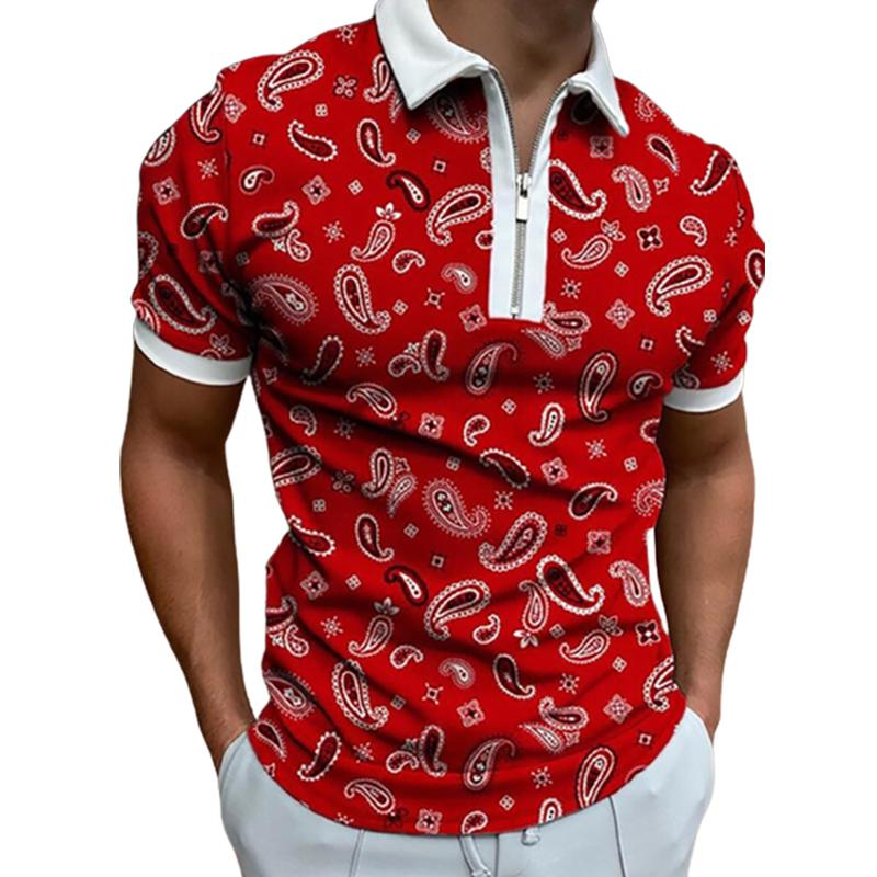 

Повседневная футболка с лацканами, молодежная мужская модная футболка на молнии, футболка с коротким рукавом, мужская футболка с 3D принтом красных вен 8XL красный