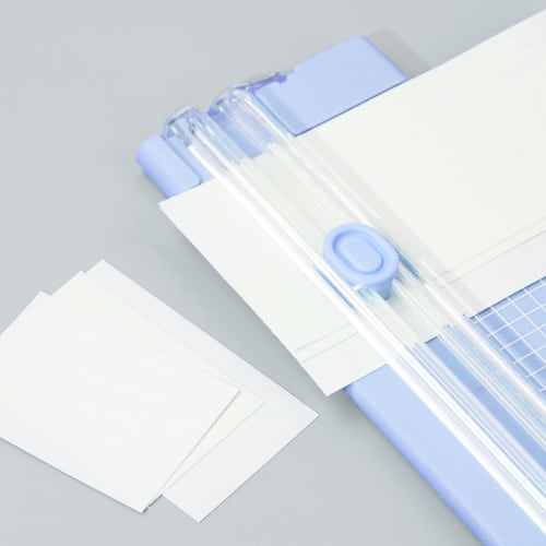 Lightweight, Multi-functional Paper Trimmer with Slide Cutter, Blue, Portable, for Cutting Cardstock, Copy Paper, Business Cards, Photos, and Cards, C