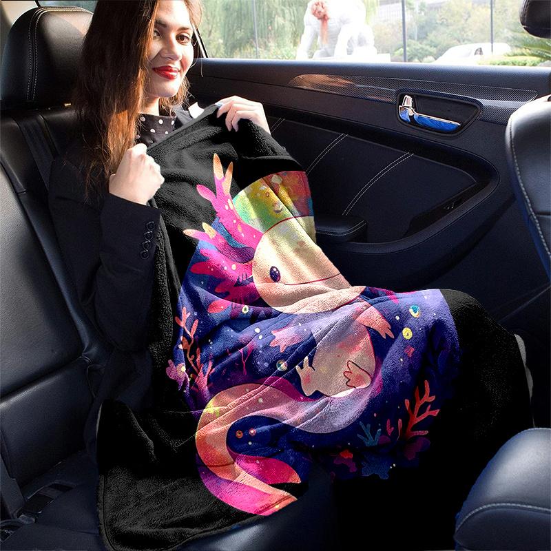 1pc Cute Axolotl  Soft Warm Home Decorative Blankets for Couch Bed Sofa, Living Room, Travel, Camping, Car Blankets