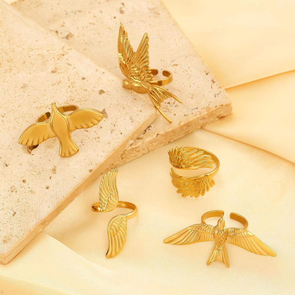 18K Gold European Dove Ring - Retro Stainless Steel Index Finger Jewelry