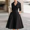 European Autumn 2025 Long Sleeve High Waist Lapel Dress