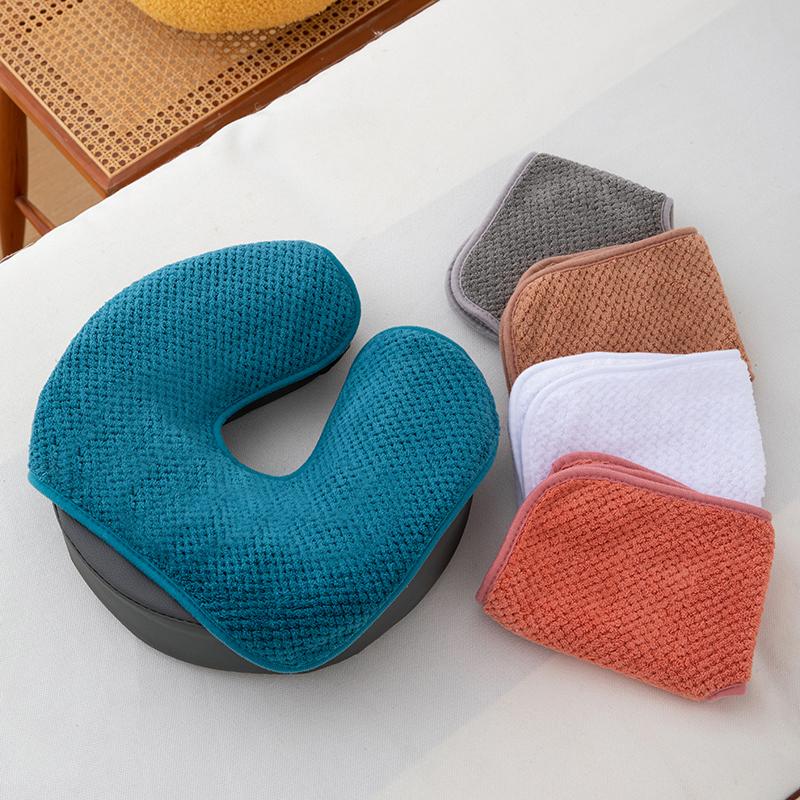 U-Shaped Facial Pillow with Coral Fleece Cover - Washable Headrest for SPA Salon & Home Facial Care
