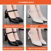 High Heel Soft Leather Autumn Women's Shoes Comfortable and Lightweight Casual Shoes Ladies Buckle Leather Shoes