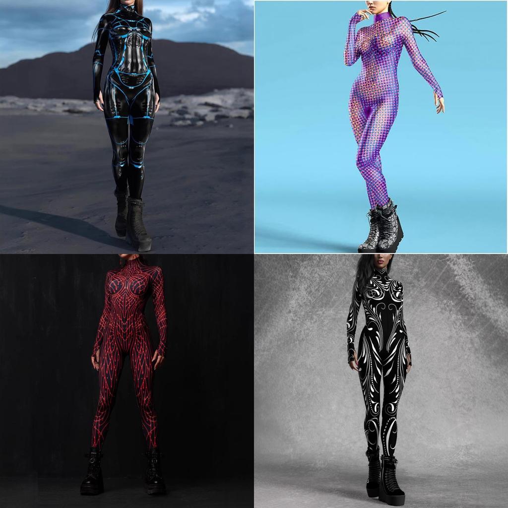 Halloween Cosplay Overall mit 3D buntem Aufdruck für Damen Rollenspiel