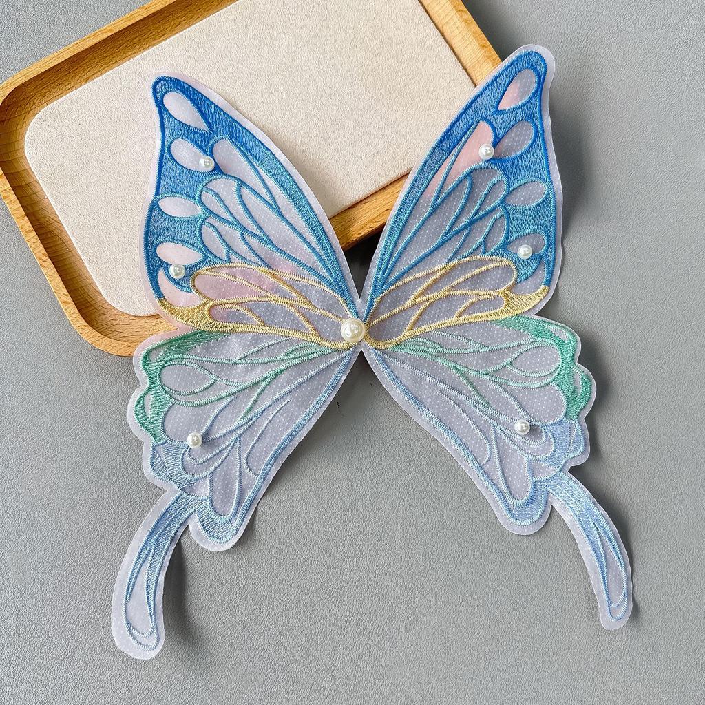 Bunte gestickte Spitze Schmetterling Applikationsaufnäher für DIY Bekleidungszubehör
