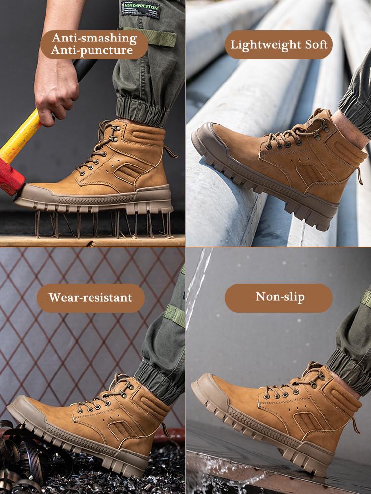 Arbeitssicherheitsstiefel Herren Unzerstörbare Arbeitsschuhe Herren Winterstiefel Sicherheitsschuhe Neue Anti-Smash Anti-Pannen-Schuhe mit Stahlkappe