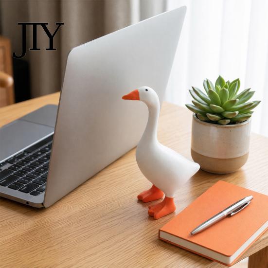 Small Metal Item Organizer Magnetic Duck Key Holder, 6.7 Inch White Resin Table Goose Statue with Strong Magnet Home Decor Figure for Keys And Items,