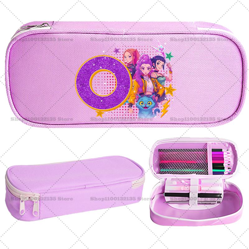 Kpop Demon Hunter Children Pencil Box Cartoon letter Student School Supplies Stationery Kids Penbag Pencilcase Kawaii Boys Gift