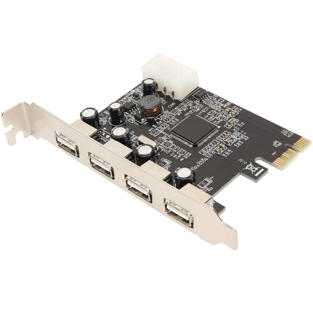 PCIe to USB2.0 Expansion Card 4 Ports 4 Pin Power 480Mb s Easy Installation USB 2.0 Expansion Card for Desktop Chassis
