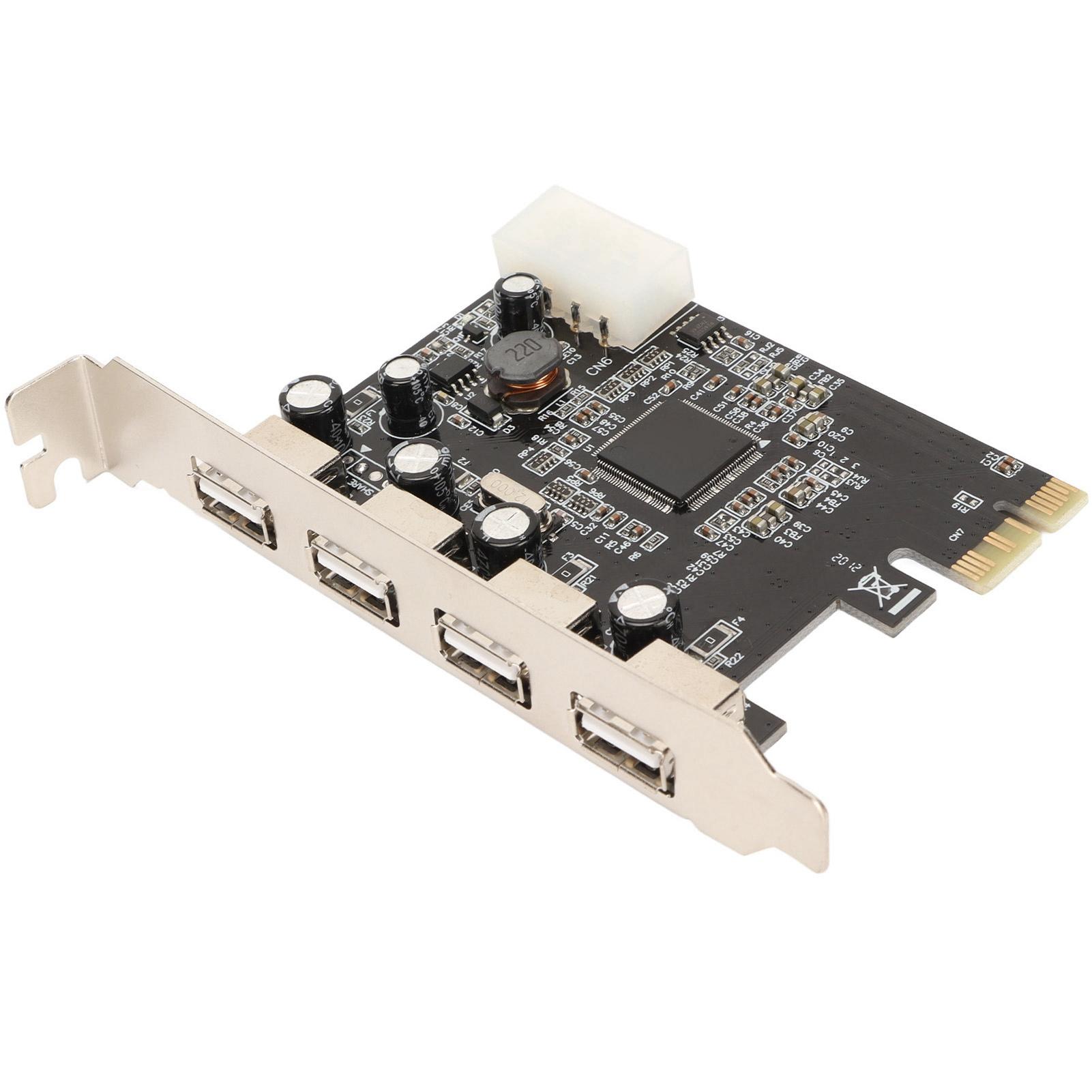 

PCIe to USB2.0 Expansion Card 4 Ports 4 Pin Power 480Mb s Easy Installation USB 2.0 Expansion Card for Desktop Chassis