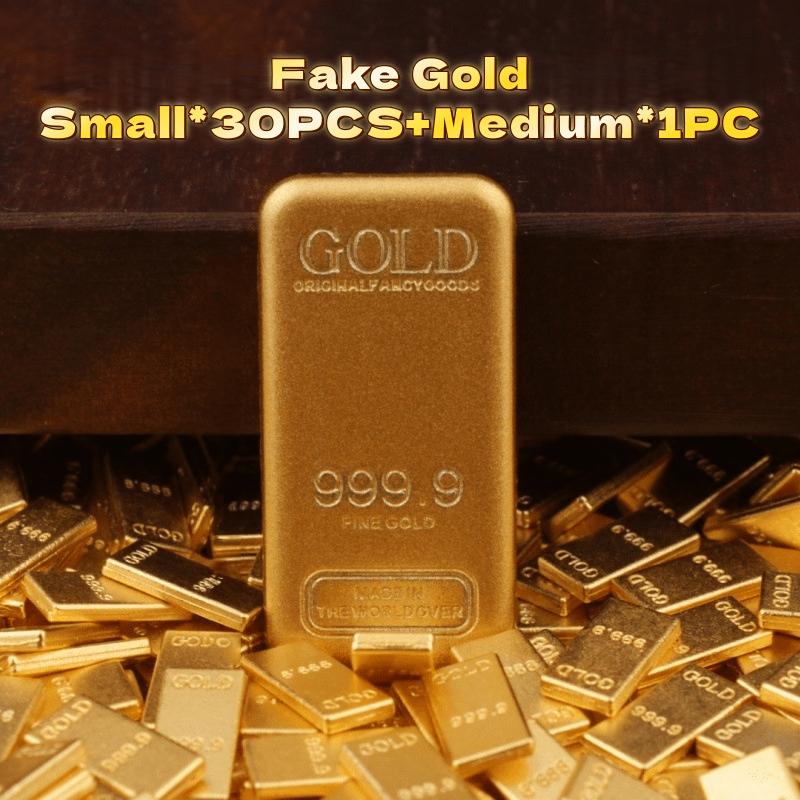 30pcs+1pc Highly Realistic Fake Golden Bars - Modern Metal Decorative Strips, Suitable for Home and Office, No Power Required
