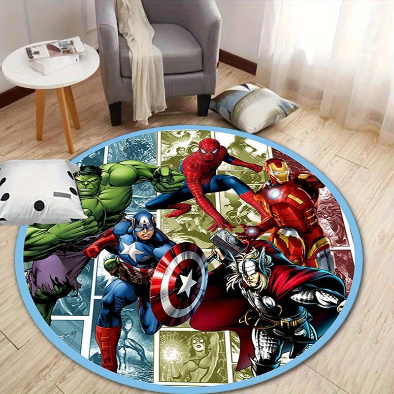 1pz Tappeto Rotondo Marvel Avengers Super Eroi Antiscivolo, Tappeto in Poliestere Lavabile in Lavatrice per Arredo Soggiorno e Camera da Letto