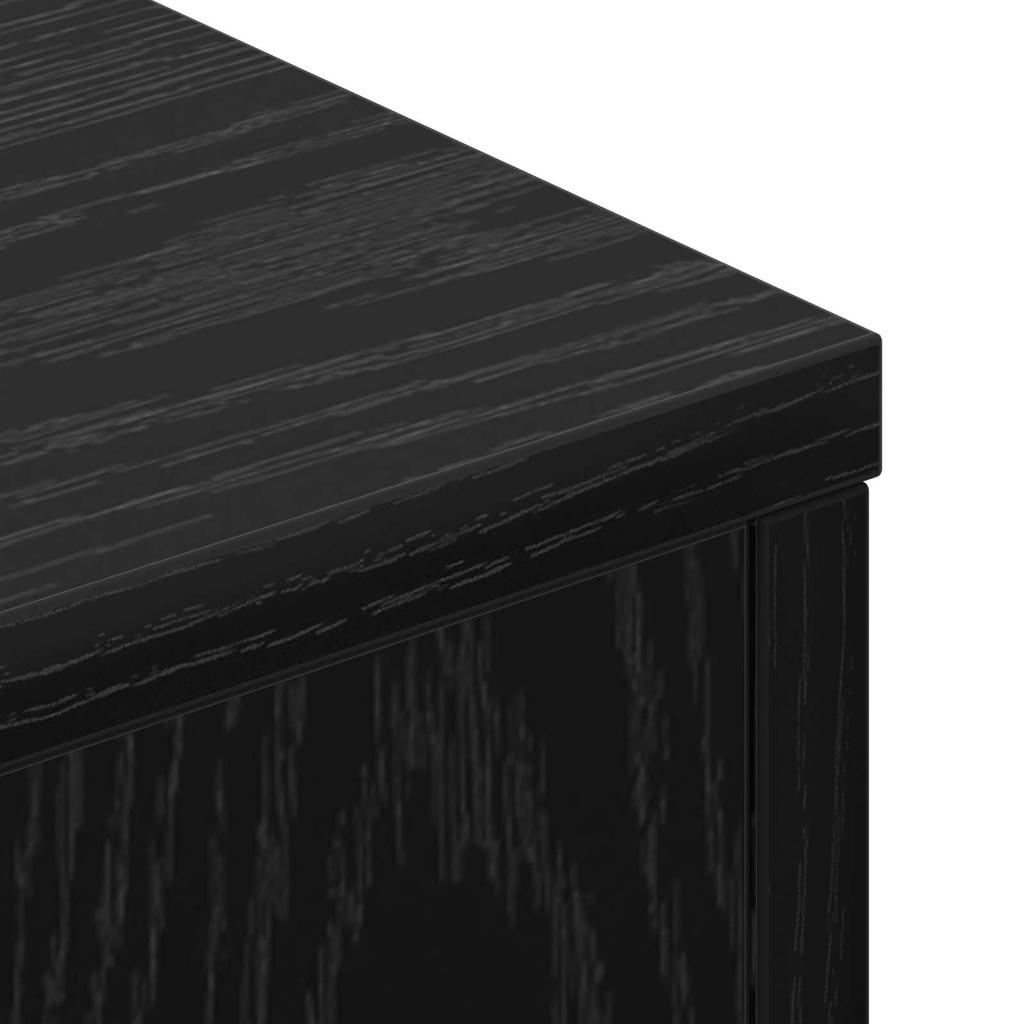 Headboard Cabinet with LED Lighting Black Oak 180 x 16.5 x 103.5 cm