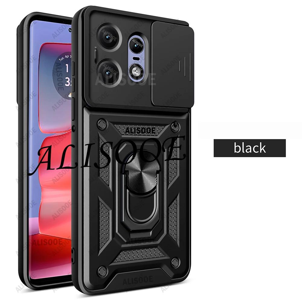 

Чехол-слайдер для камеры для Motorola Edge 50 Neo 50 Pro Fusion Чехол Armor Магнитное кольцо-подставка Задняя крышка для Moto Edge 50 Ultra Capa for Moto Edge 50 Pro чёрный