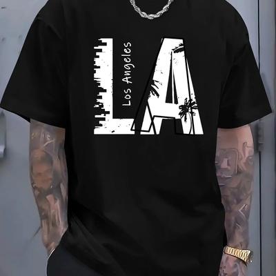 Camiseta de hombre europea y americana nueva con estampado de letras, suave y transpirable, cuello redondo, top de calle alto para exteriores