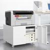 White Mobile Metal Printer Cabinet with Door & Adjustable Shelf, Rolling Storage File Cabinet for Home Office & Small Spaces